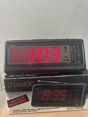 Timex TX223B jumbo LED digital alarm clock - AM/FM - instant weather - NEW